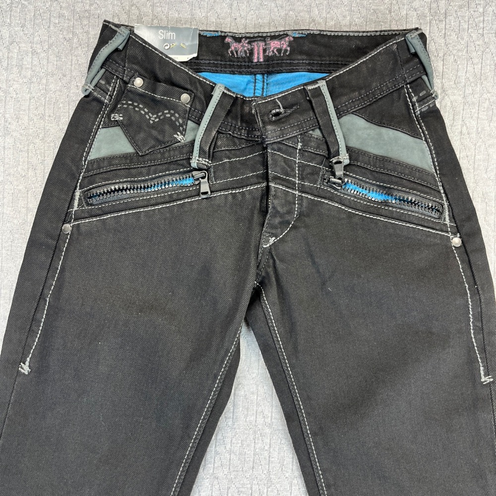 Levis new‎ with tags Slim Jeans Moto Zippers Women 24X32 Black punk rock/Roll